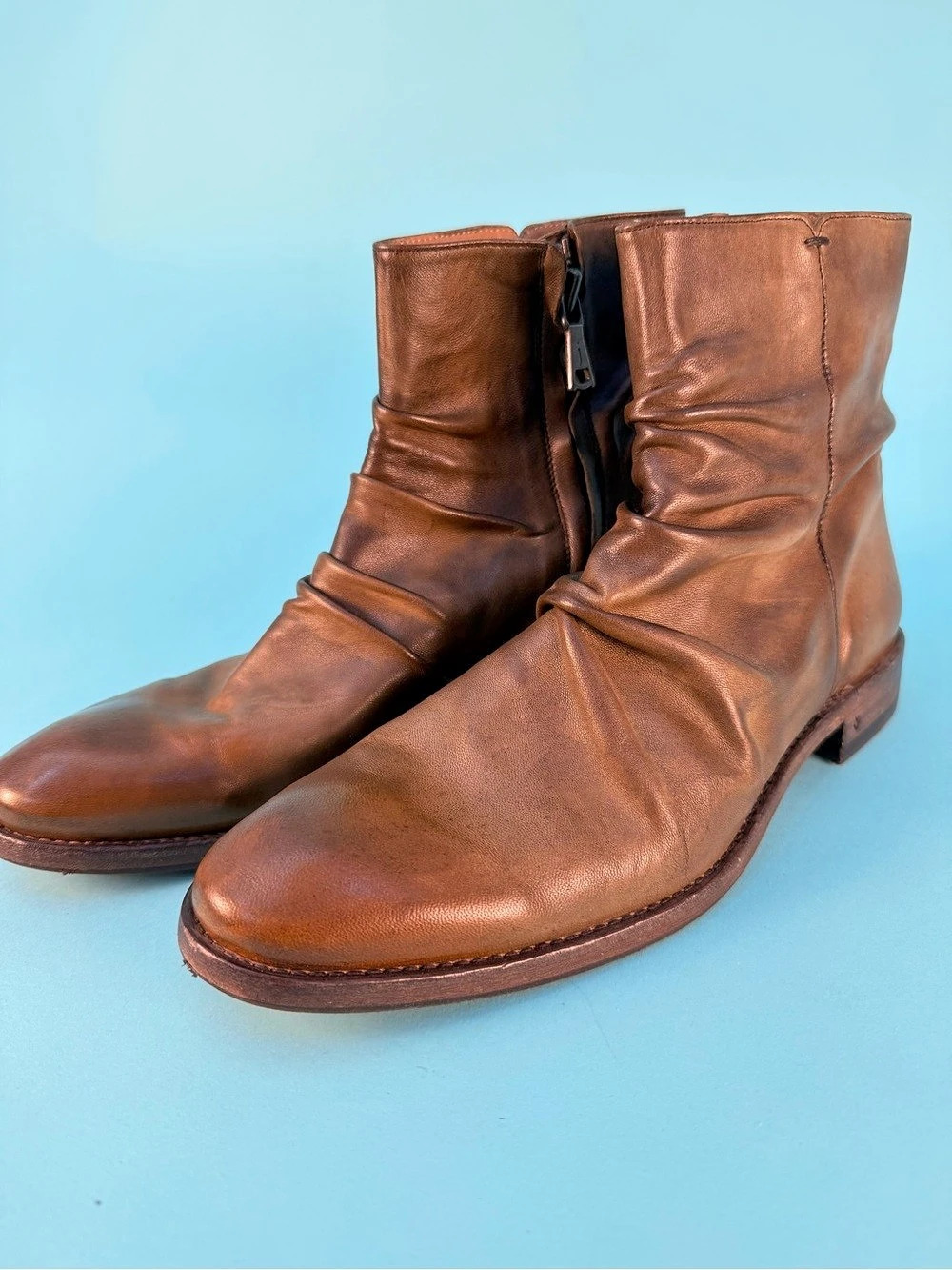 John Varvatos Morrison Harness Boot Men's Leather Boots Brown US 10 Good